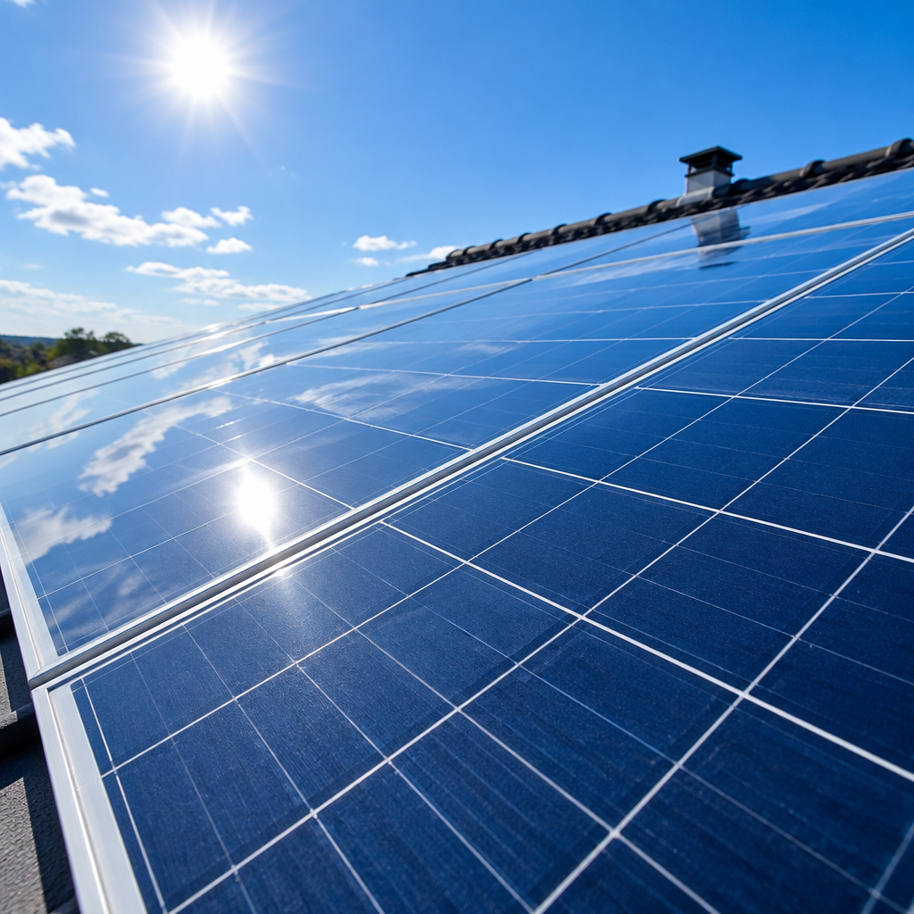 Painéis solares depois da limpeza profissional